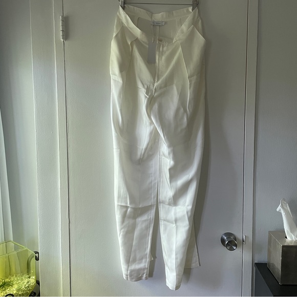NWT Silk Maison White Slit Bell-bottom 100% Silk Pants - Size Large - Picture 3 of 11
